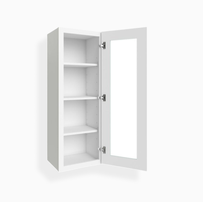 White Shaker 42″ H Single Door Wall Cabinet with Glass Door