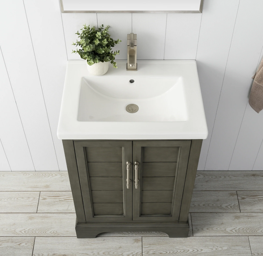 Vannes 24&quot; Single Sink Bathroom Vanity in Silver Grey / White