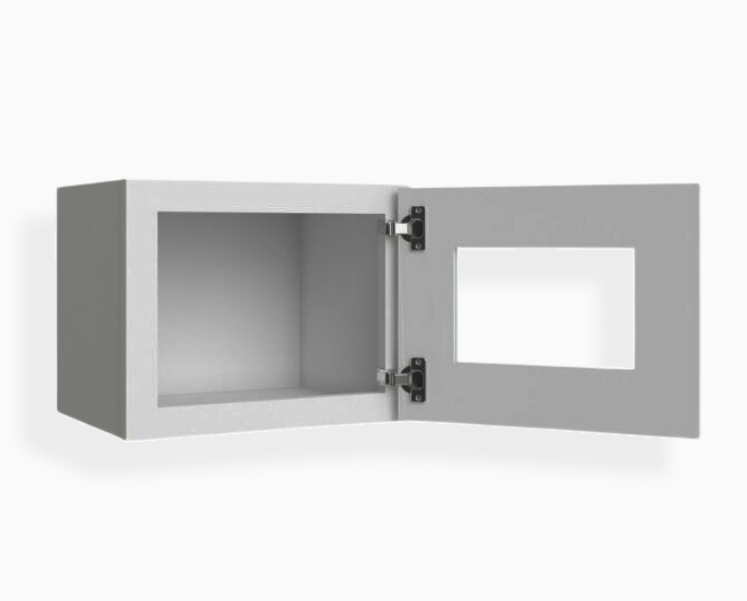 Gray Shaker 12″ H Single Door Wall Cabinet with Glass Door