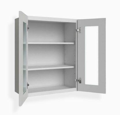 Gray Shaker 30″ H Double Door Wall Cabinet with Glass Door