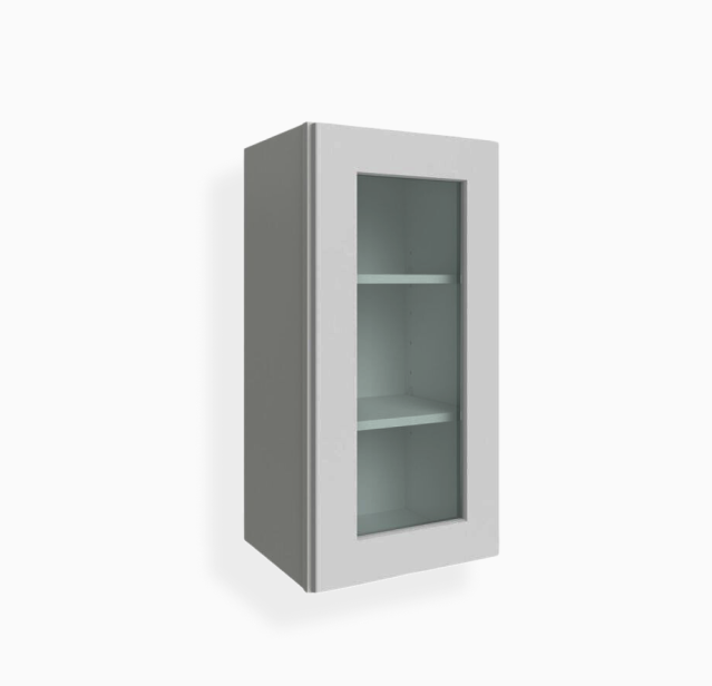 Gray Shaker 30″ H Single Door Wall Cabinet with Glass Door