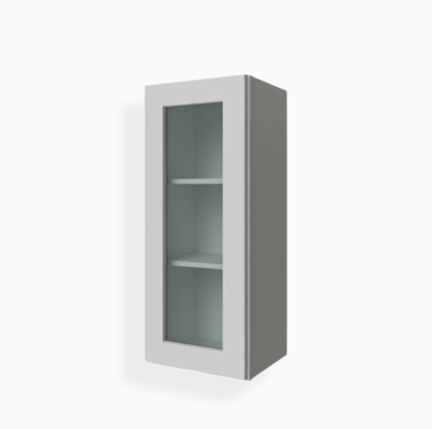 Gray Shaker 36″ H Single Door Wall Cabinet with Glass Door