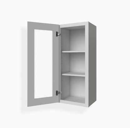 Gray Shaker 36″ H Single Door Wall Cabinet with Glass Door