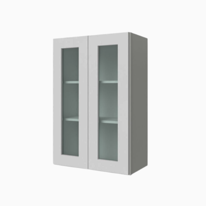 Gray Shaker 36″ H Double Door Wall Cabinet with Glass Doors