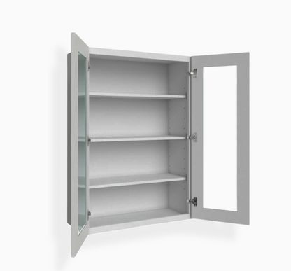 Gray Shaker 42″ H Double Door Wall Cabinet with Glass Doors
