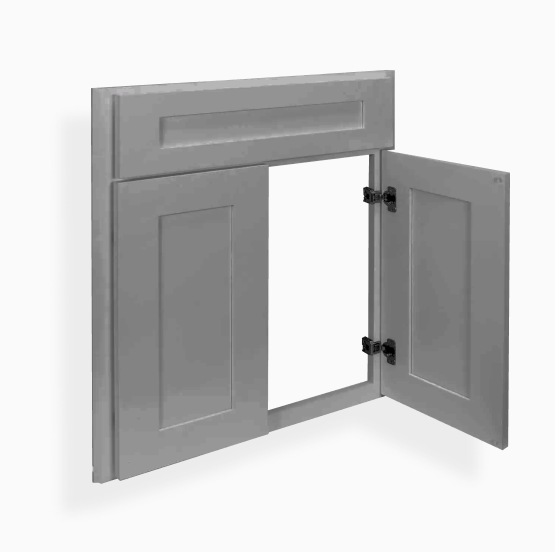 Base frontal para fregadero de esquina estilo Shaker gris