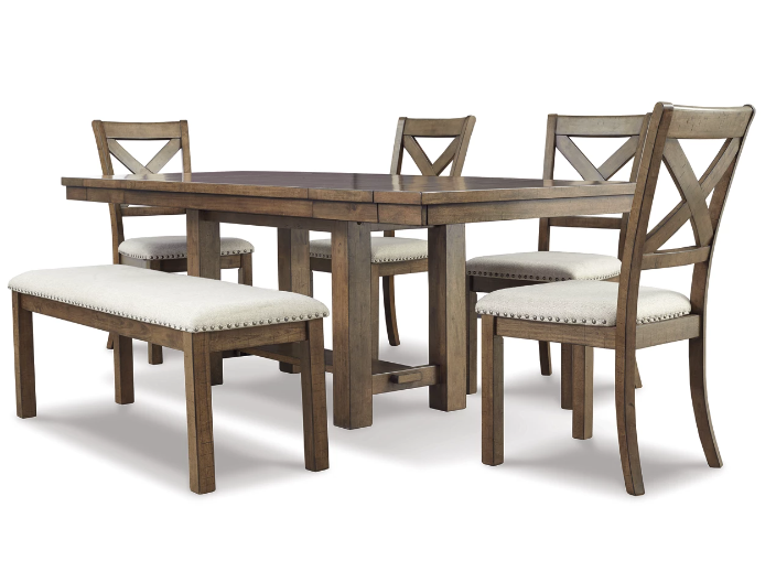 Moriville Dining Table and 4 Chairs and Bench Set