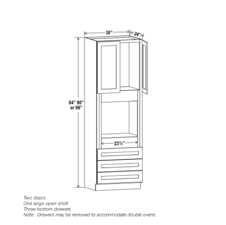 Gray Shaker 33″ W Oven Pantry Cabinet