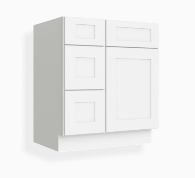 White Shaker 30″ W Vanity Combo with Drawers