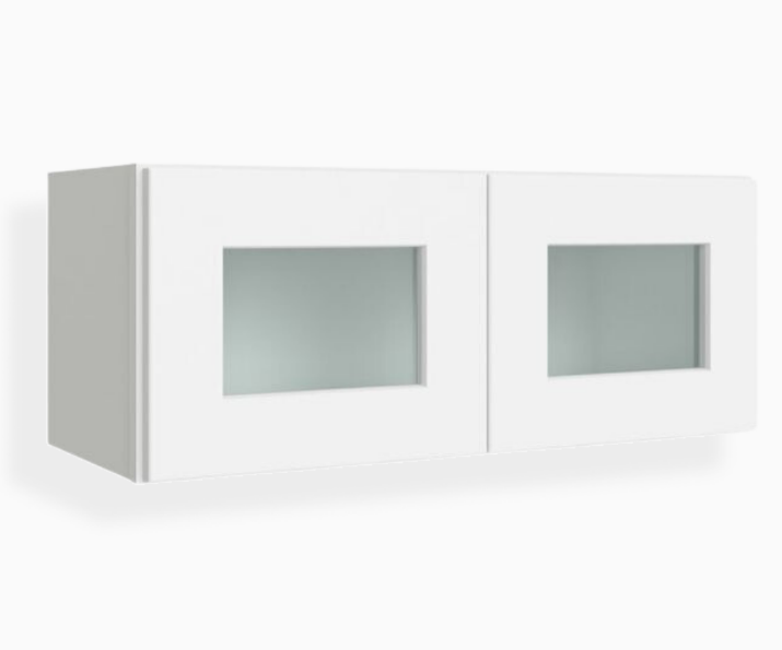 White Shaker 18″ H Double Door Wall Cabinet With Glass Doors