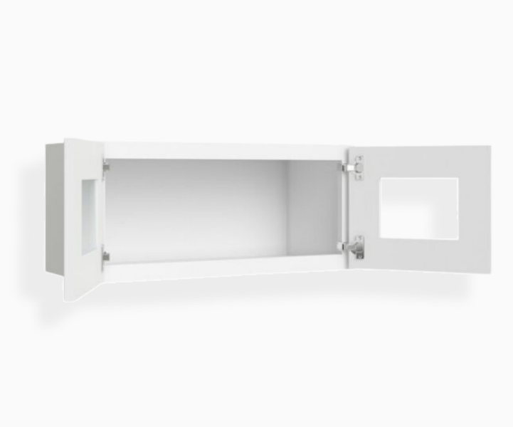 White Shaker 18″ H Double Door Wall Cabinet With Glass Doors