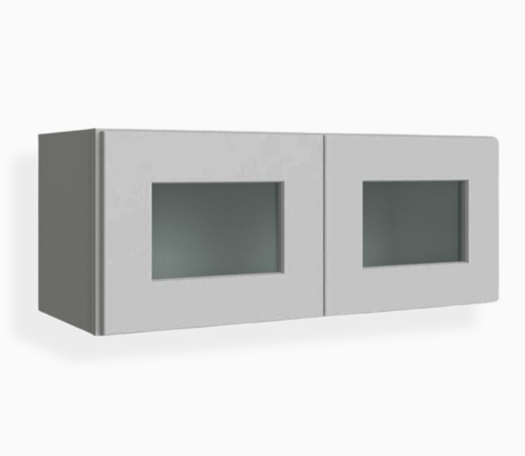 Gray Shaker 18″ H Double Door Wall Cabinet With Glass Doors