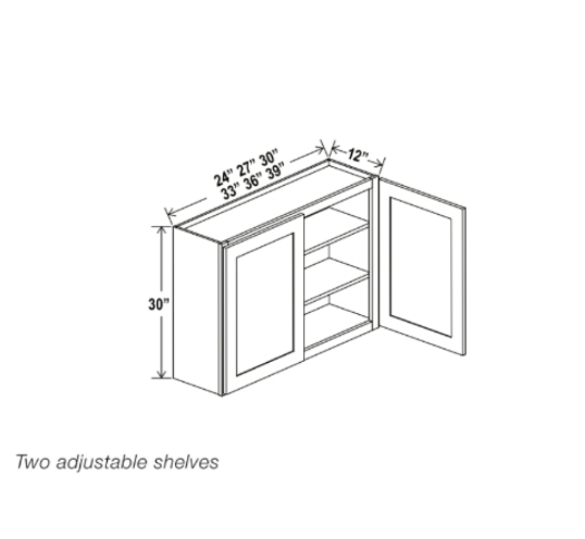 Gray Shaker 30″ H Double Door Wall Cabinet