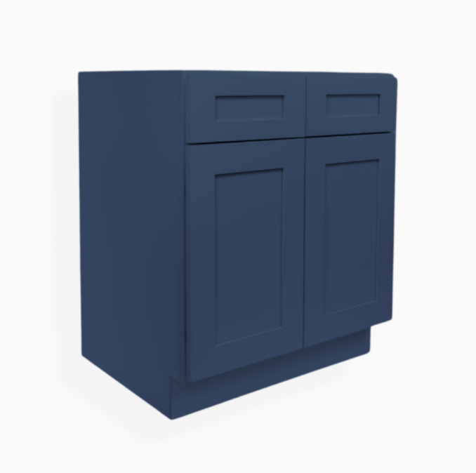 Navy Blue Shaker Sink Base With Double Doors and Drawers