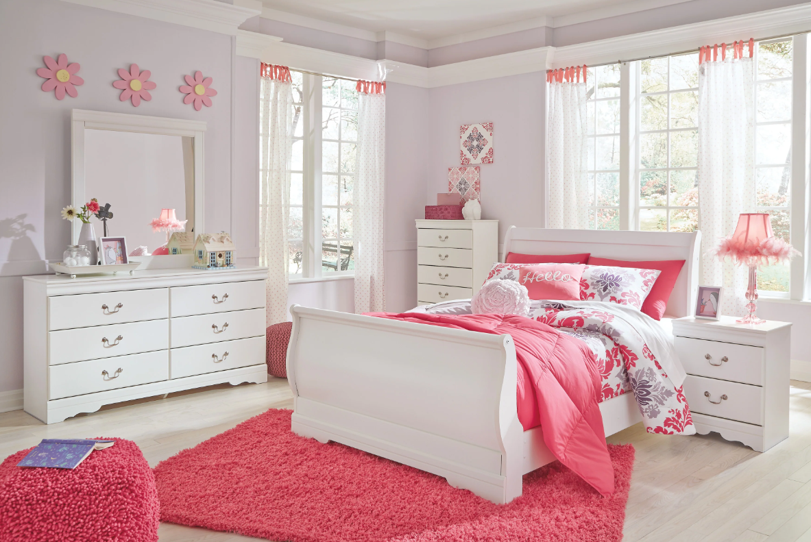 Anarasia White Sleigh Youth Bedroom Set