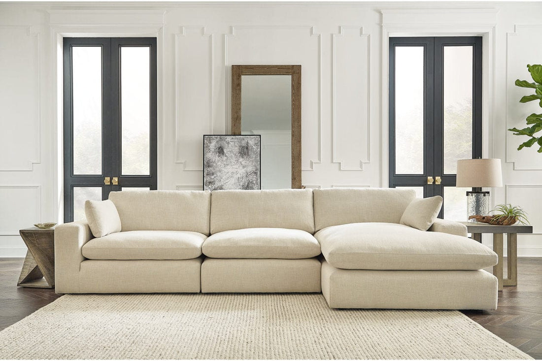Seccional de 3 piezas Elyza Linen con chaise longue