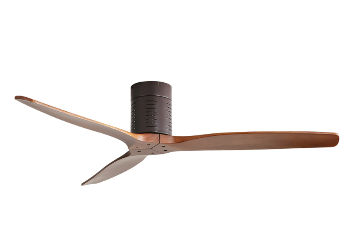 Ventilador de techo empotrado de 52″ sin luz, diseño de aspas de madera de nogal