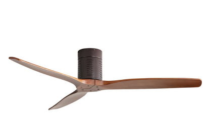 52″ Flush Mount Ceiling Fan Without Light Walnut Wood Blades Design