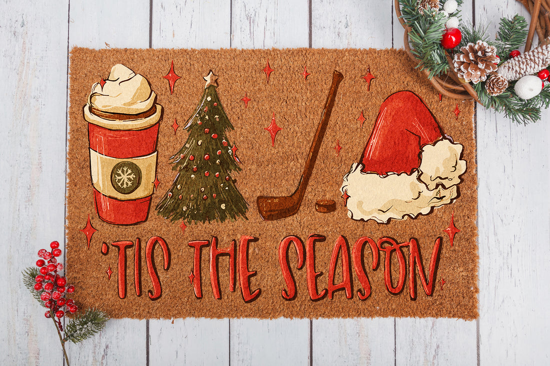Christmas Hockey Season Doormat