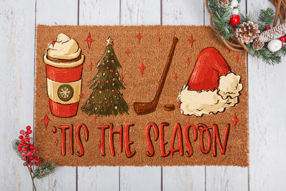 Christmas Hockey Season Doormat