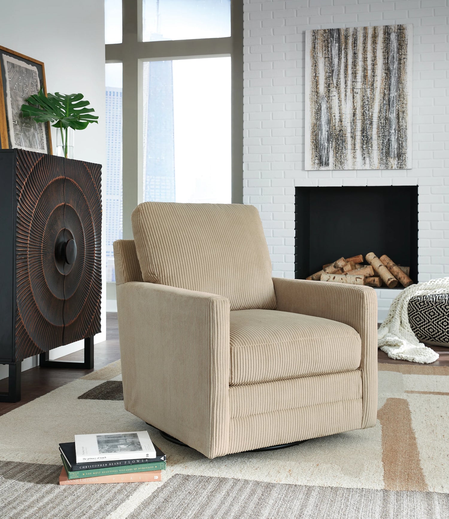 Icaman Sand Swivel Accent Chair