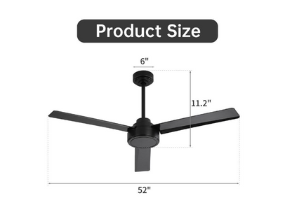 Julian 52 in. indoor Black Ceiling Fan with Remote Control and Reversible Motor