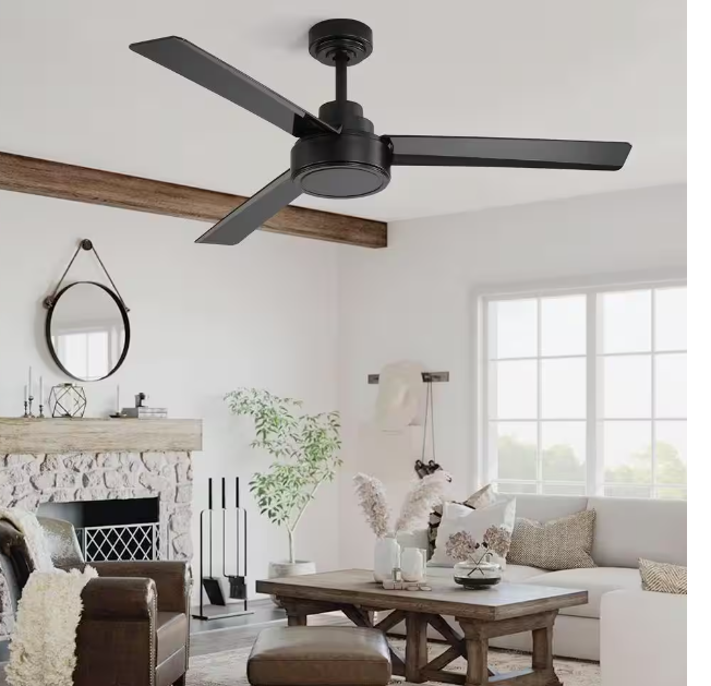 Julian 52 in. indoor Black Ceiling Fan with Remote Control and Reversible Motor