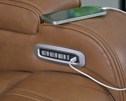 Knightington Caramel 3-Pieces Power Reclining Living Room Set with Audio Seating