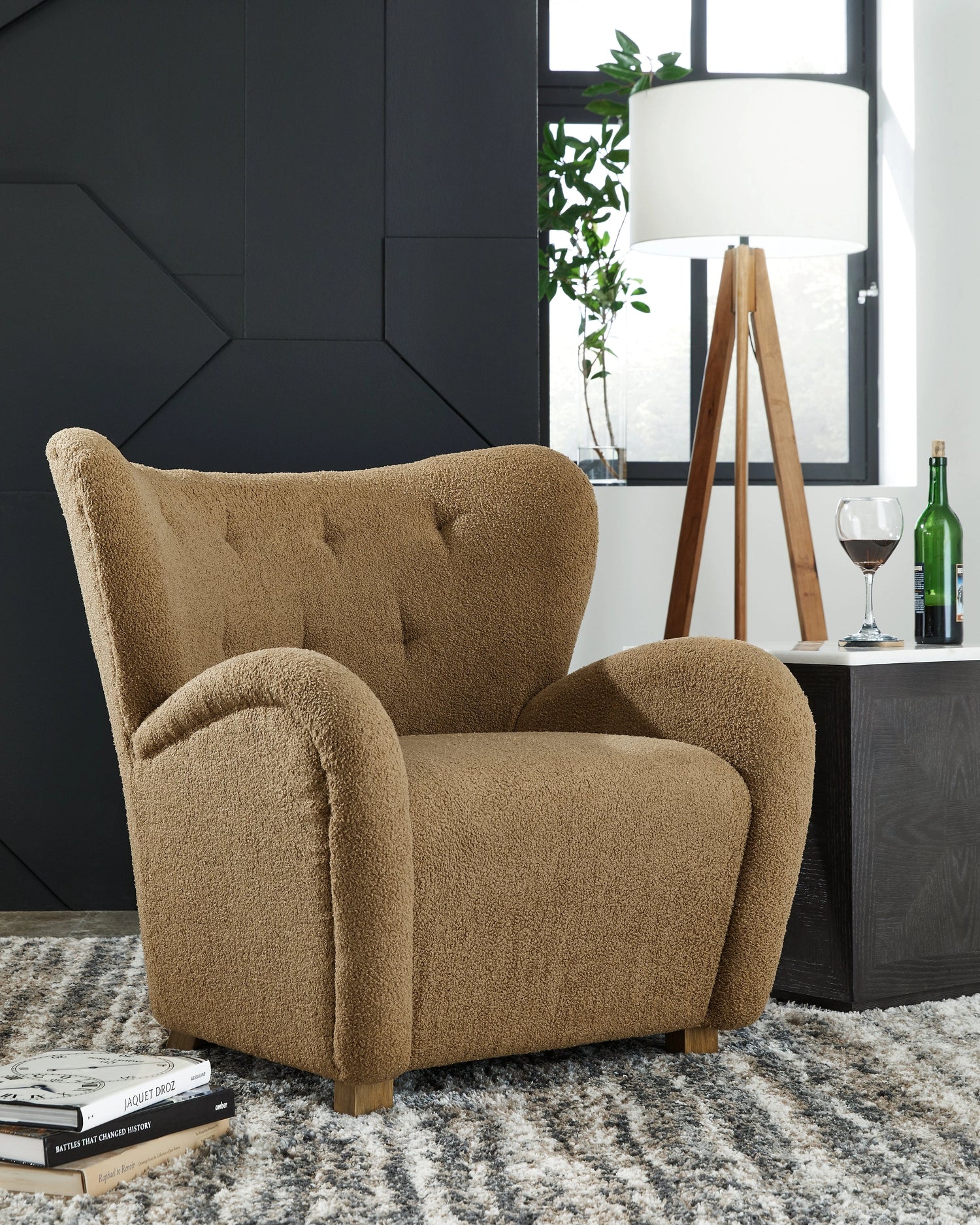 Larbell Camel Wingback Accent Chair