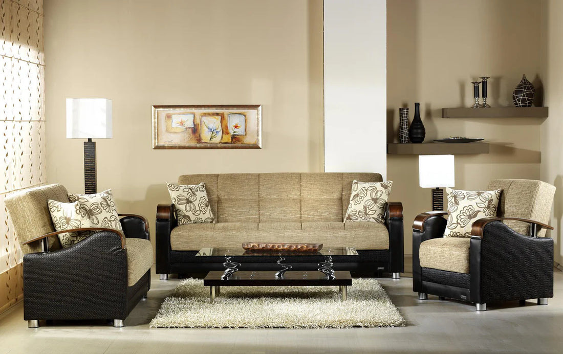 Luna Fulya Brown Living Room Set