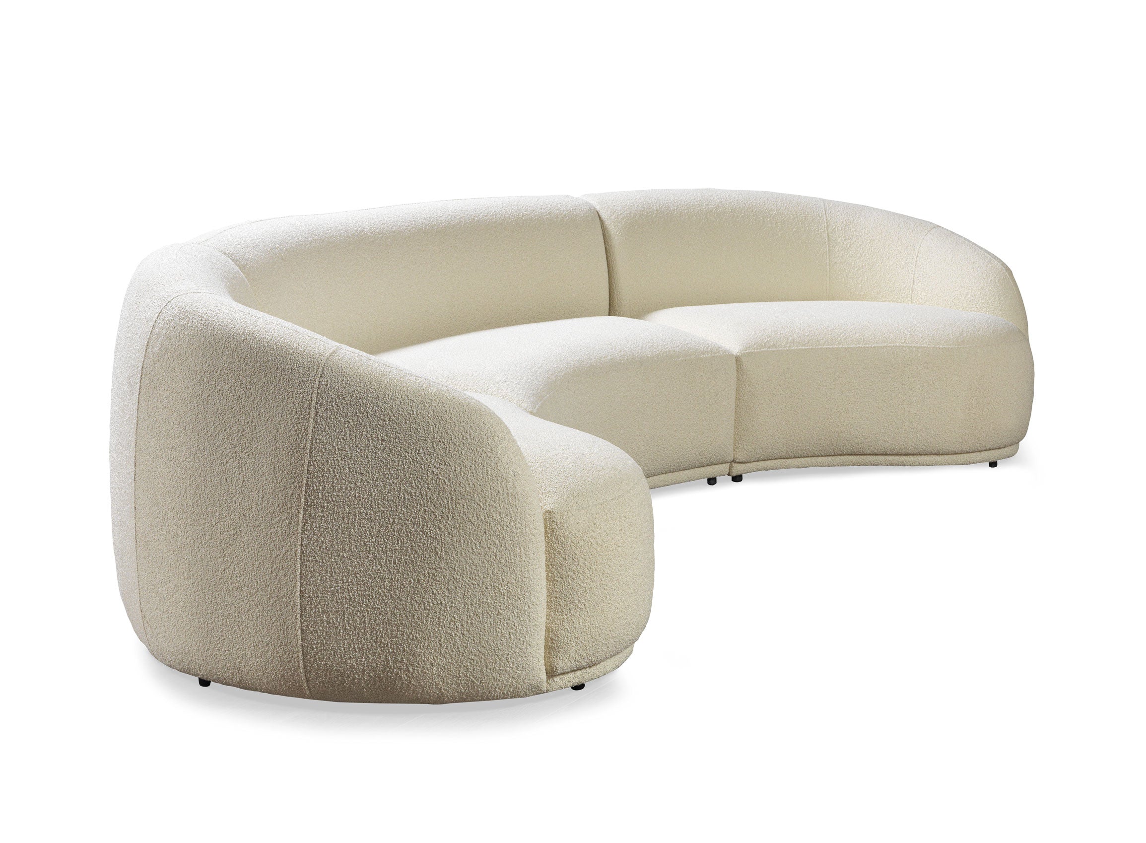 Bonita Ivory Boucle 3-Piece Curved Sectional