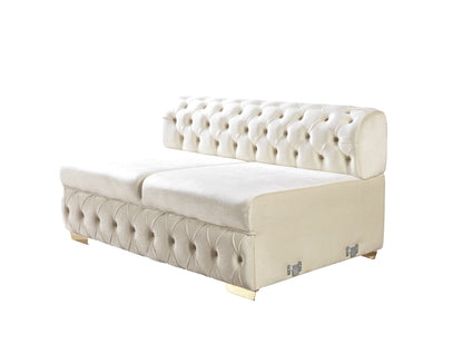 Matilda Tufted Ivory Velvet Double Chaise Sectional Sofa