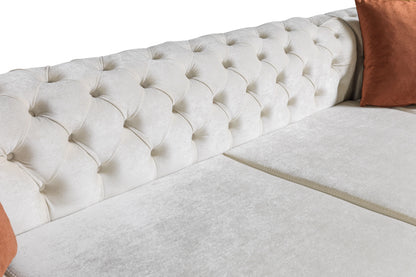 Matilda Tufted Ivory Velvet Double Chaise Sectional Sofa