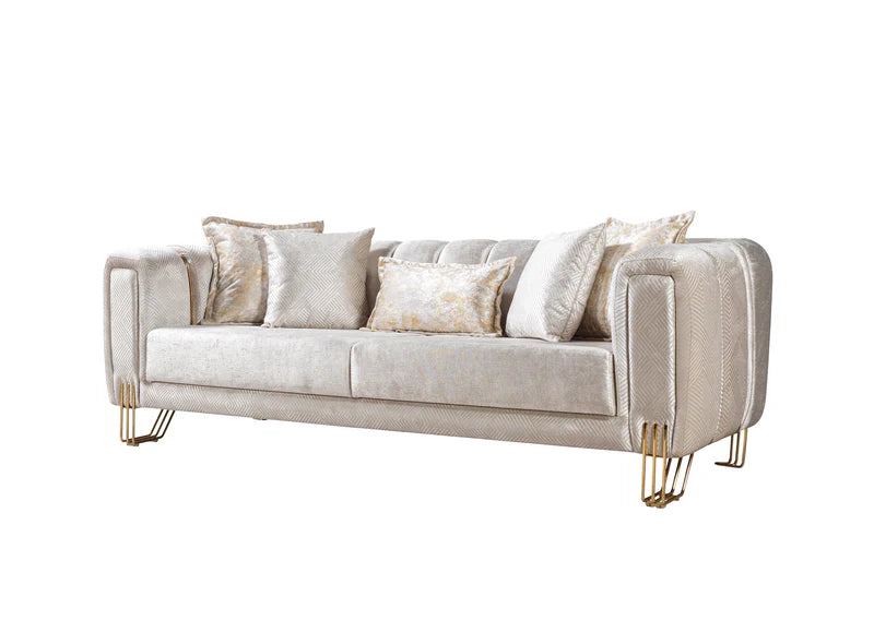 Santana Ivory Velvet Living Room Set