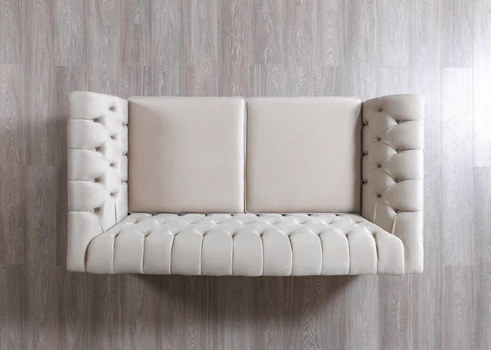 Milena Ivory Velvet Loveseat