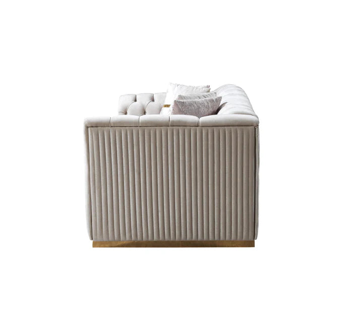 Milena Ivory Velvet Loveseat