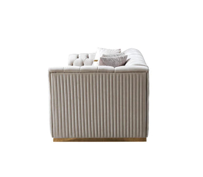 Milena Ivory Velvet Loveseat