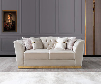Milena Ivory Velvet Loveseat