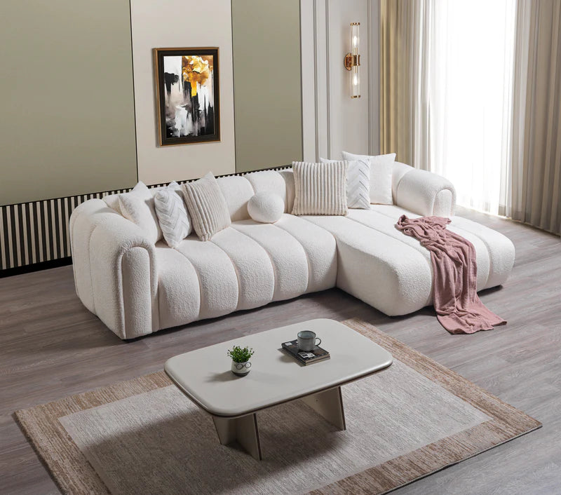 Lis Ivory Boucle RAF 115&quot; Sectional