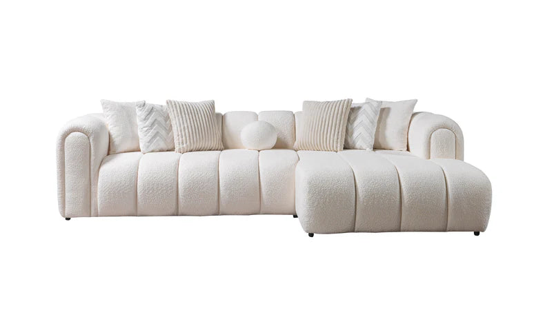 Lis Ivory Boucle RAF 115&quot; Sectional