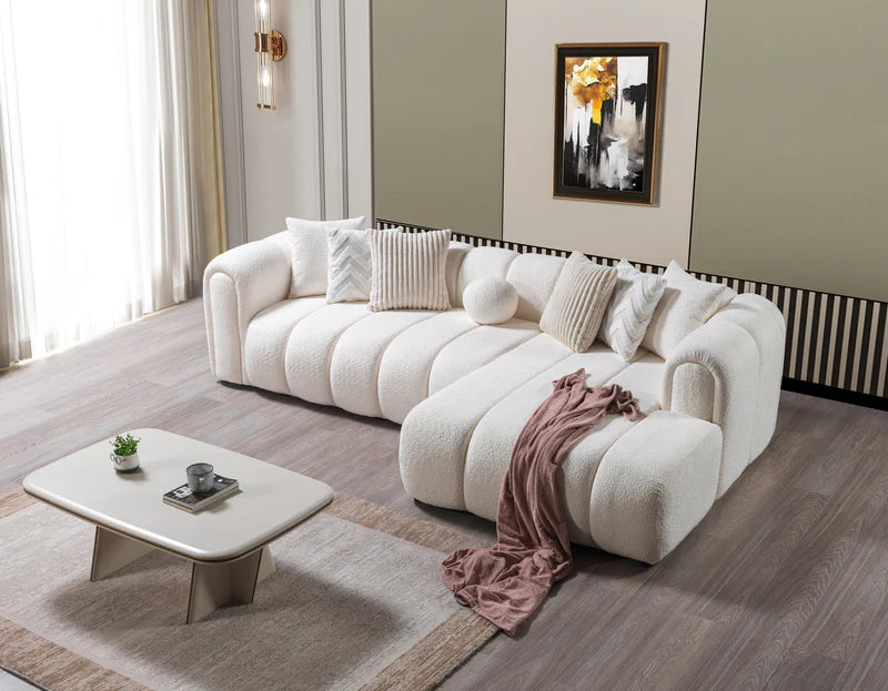 Lis Ivory Boucle RAF 115&quot; Sectional