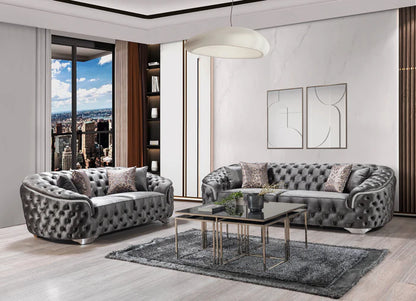Lupino Gray Velvet Loveseat
