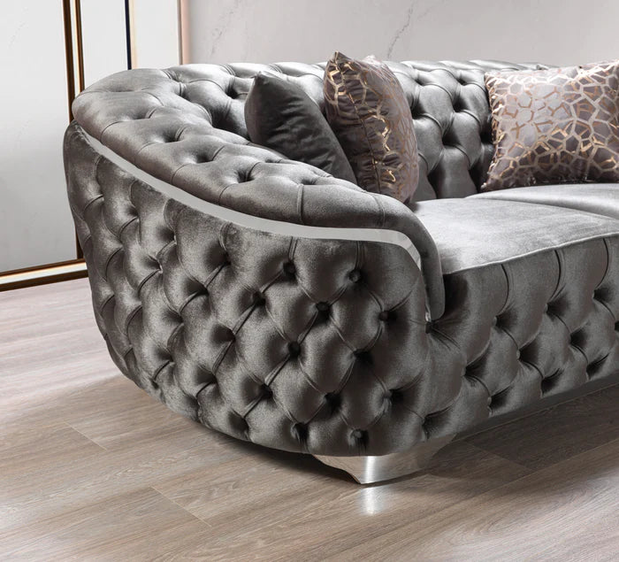 Lupino Gray Velvet Loveseat
