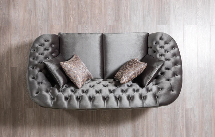 Lupino Gray Velvet Loveseat