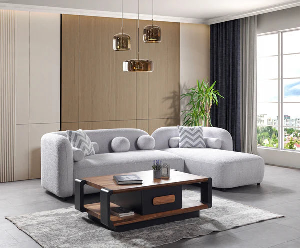 Liva Gray Boucle RAF 110&quot; Sectional