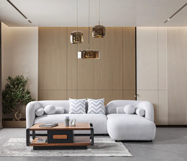 Liva Gray Boucle RAF 110&quot; Sectional