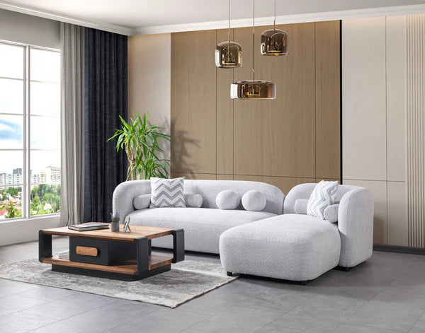 Liva Gray Boucle RAF 110&quot; Sectional