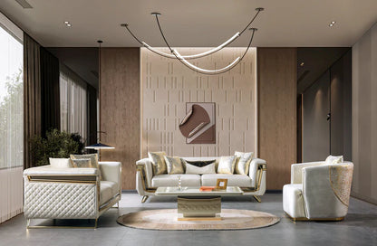 Anica Ivory Velvet Sofa &amp; Loveseat