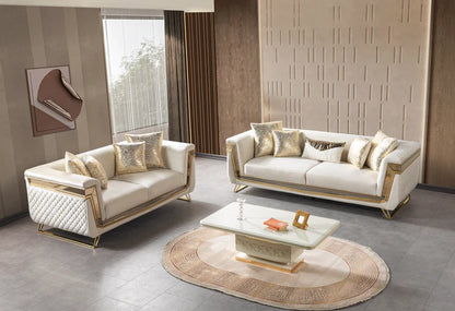 Anica Ivory Velvet Sofa &amp; Loveseat