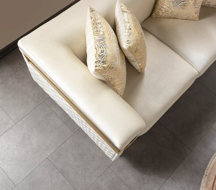 Anica Ivory Velvet Sofa &amp; Loveseat